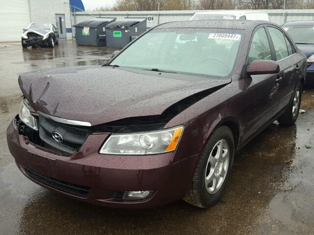 5NPEU46F06H106411 - 2006 HYUNDAI SONATA GLS BURGUNDY photo 2