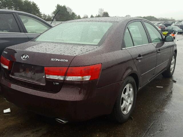 5NPEU46F06H106411 - 2006 HYUNDAI SONATA GLS BURGUNDY photo 4