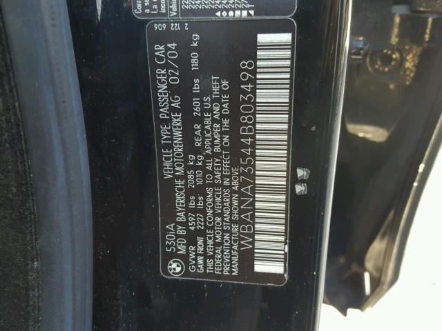 WBANA73544B803498 - 2004 BMW 530 I BLACK photo 10