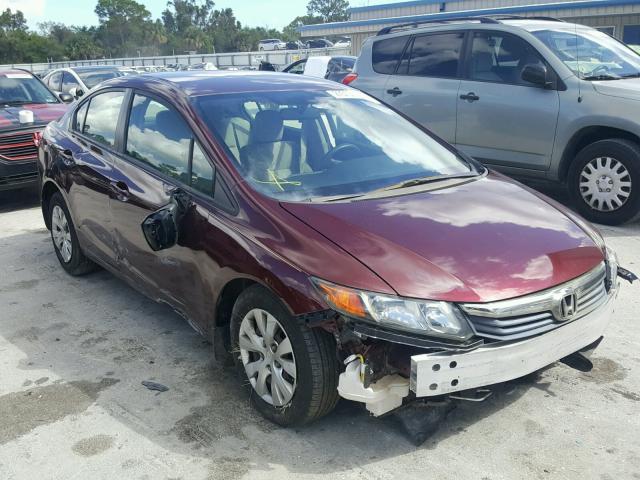 19XFB2F52CE049425 - 2012 HONDA CIVIC LX BURGUNDY photo 1