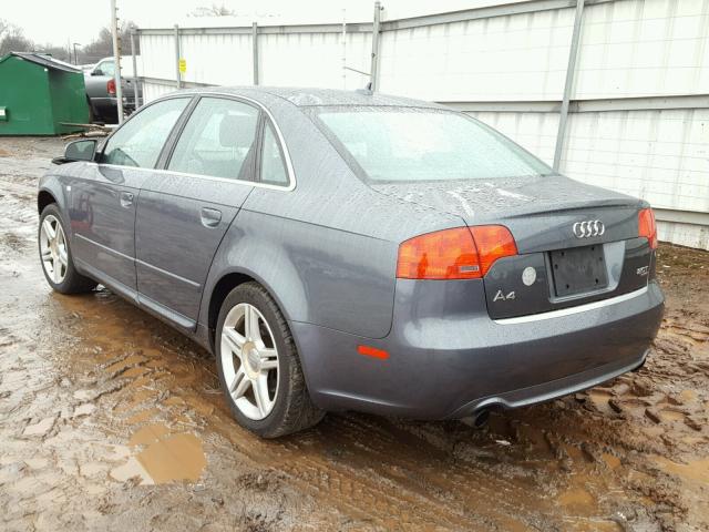 WAUDF78EX8A068169 - 2008 AUDI A4 2.0T QU GRAY photo 3