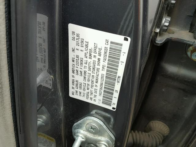 1HGCP26458A122553 - 2008 HONDA ACCORD LXP GRAY photo 10