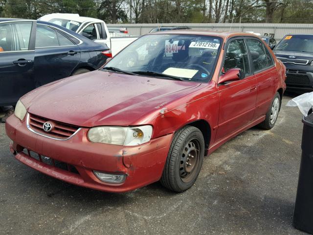 1NXBR12E21Z453975 - 2001 TOYOTA COROLLA CE RED photo 2