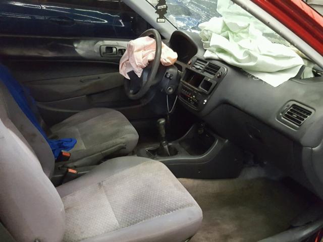 2HGEJ6340WH105874 - 1998 HONDA CIVIC DX RED photo 5