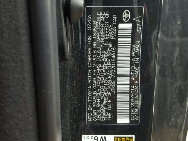 JTKDE177370164616 - 2007 TOYOTA SCION TC BLACK photo 10