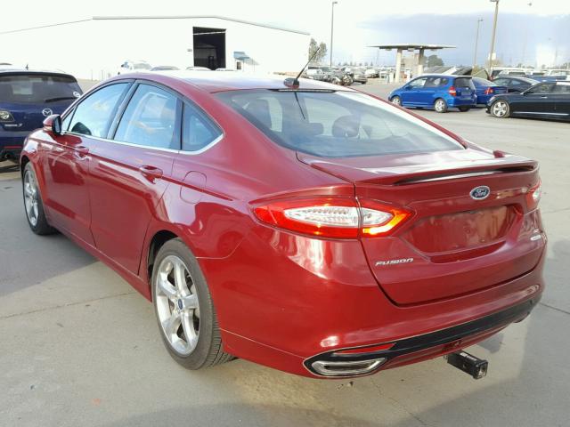 3FA6P0H90ER128633 - 2014 FORD FUSION SE RED photo 3