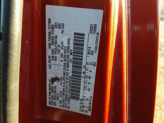 1FMRE11LXYHA09238 - 2000 FORD ECONOLINE RED photo 10