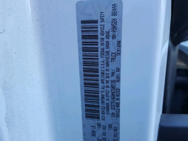 3C6TRVAG0HE508135 - 2017 RAM PROMASTER WHITE photo 10