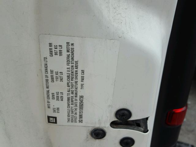 2G1WK151X69294736 - 2006 CHEVROLET MONTE CARL 白色 照片 10