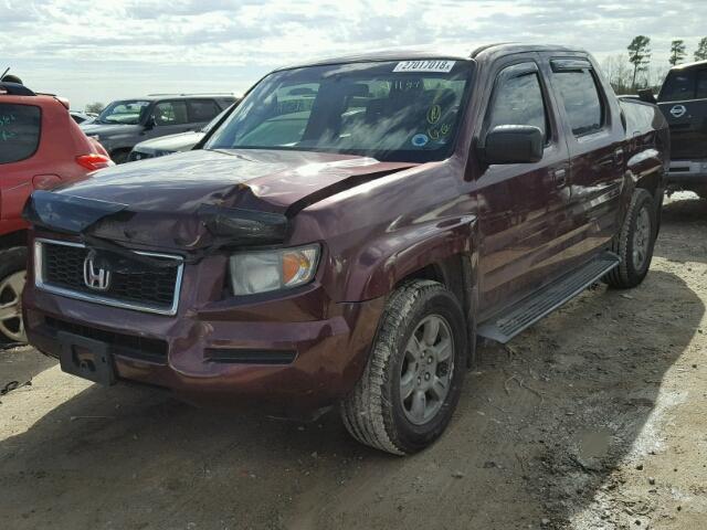 2HJYK16317H502019 - 2007 HONDA RIDGELINE MAROON photo 2