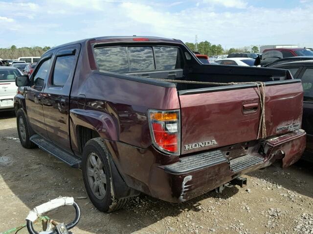 2HJYK16317H502019 - 2007 HONDA RIDGELINE MAROON photo 3