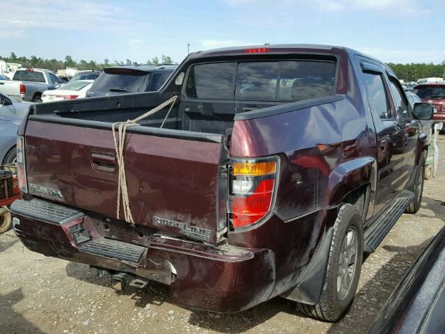 2HJYK16317H502019 - 2007 HONDA RIDGELINE MAROON photo 4