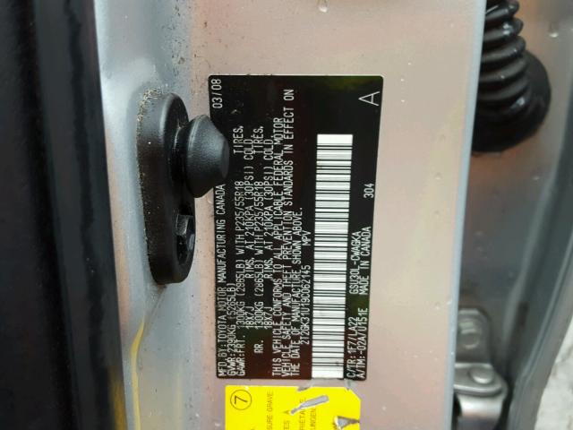 2T2GK31U19C062145 - 2009 LEXUS RX 350 SILVER photo 10