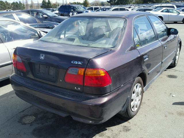 2HGEJ6578YH501397 - 2000 HONDA CIVIC LX PURPLE photo 4