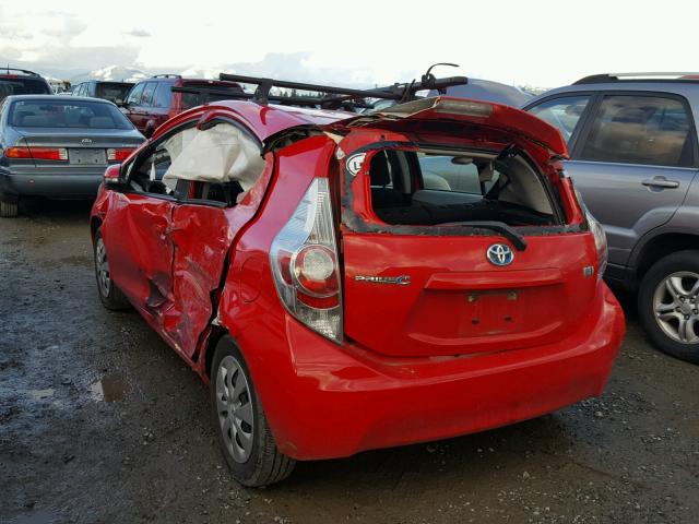 JTDKDTB34D1546841 - 2013 TOYOTA PRIUS C RED photo 3