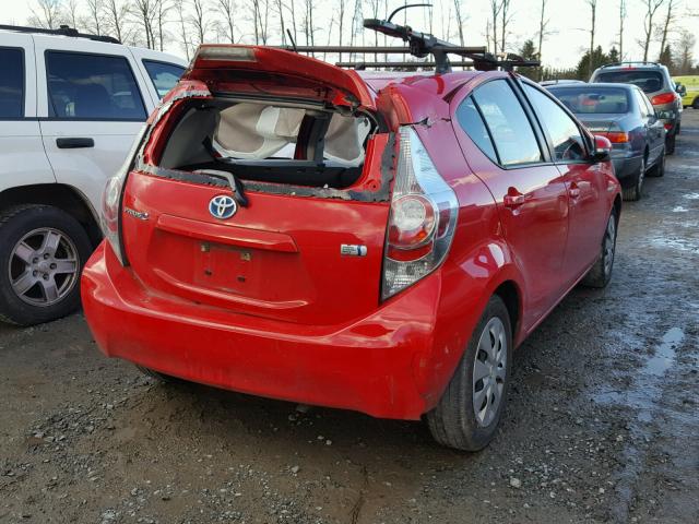 JTDKDTB34D1546841 - 2013 TOYOTA PRIUS C RED photo 4