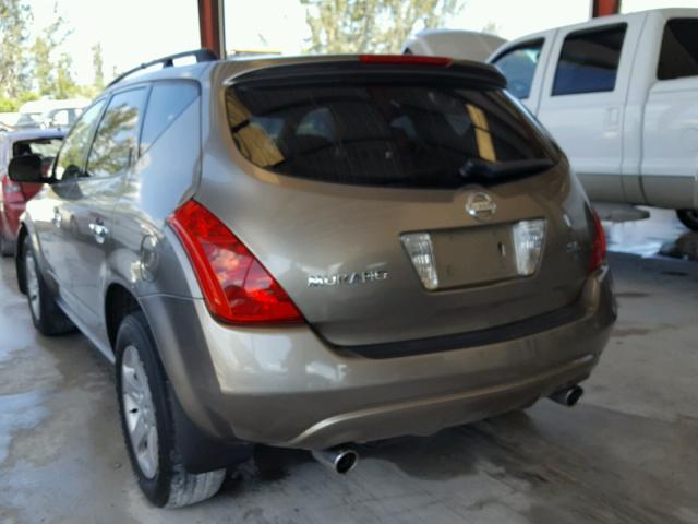 JN8AZ08T54W212845 - 2004 NISSAN MURANO SL TAN photo 3