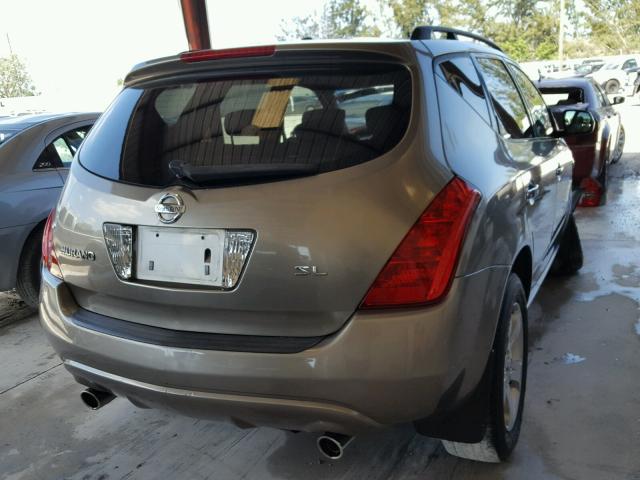 JN8AZ08T54W212845 - 2004 NISSAN MURANO SL TAN photo 4