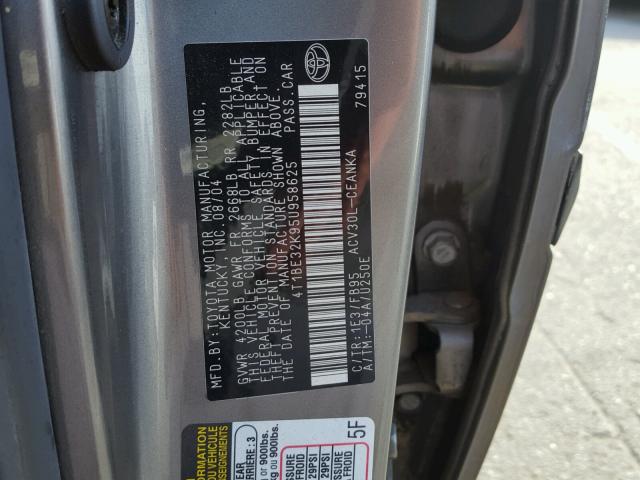 4T1BE32K95U958625 - 2005 TOYOTA CAMRY LE GRAY photo 10