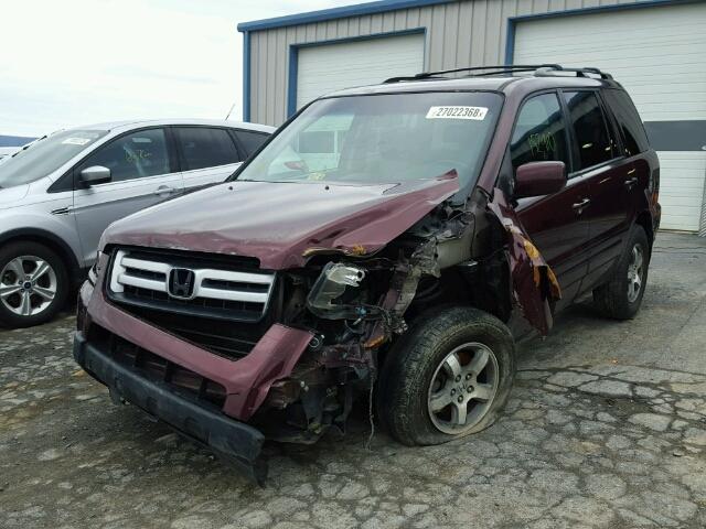 5FNYF18777B007015 - 2007 HONDA PILOT EXL BURGUNDY photo 2