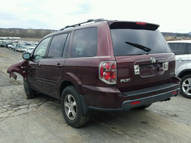 5FNYF18777B007015 - 2007 HONDA PILOT EXL BURGUNDY photo 3