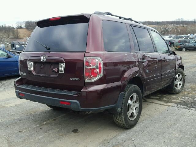 5FNYF18777B007015 - 2007 HONDA PILOT EXL BURGUNDY photo 4