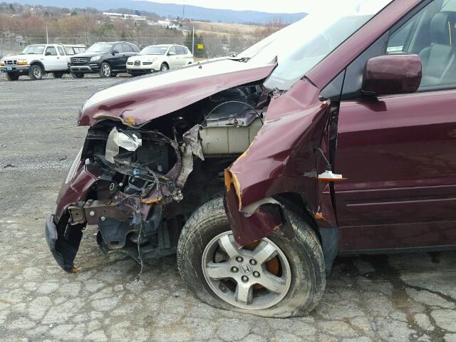 5FNYF18777B007015 - 2007 HONDA PILOT EXL BURGUNDY photo 9