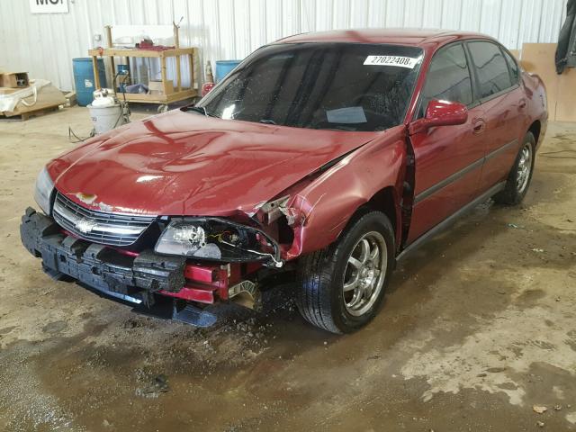 2G1WF52E259311403 - 2005 CHEVROLET IMPALA RED photo 2