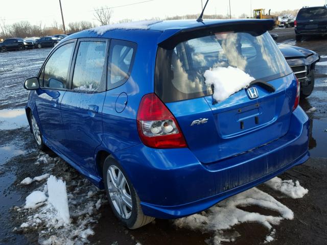 JHMGD386X8S067796 - 2008 HONDA FIT SPORT BLUE photo 3