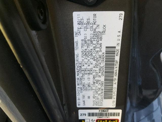 5TFUU4EN7BX015803 - 2011 TOYOTA TACOMA ACC GOLD photo 10