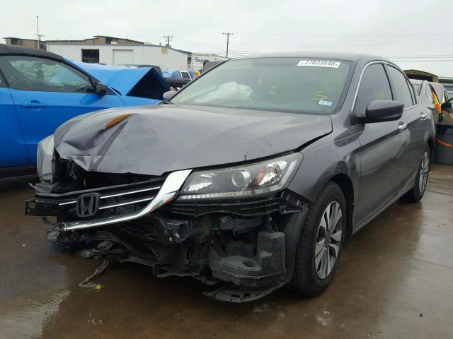 1HGCR2F33EA257835 - 2014 HONDA ACCORD LX GRAY photo 2