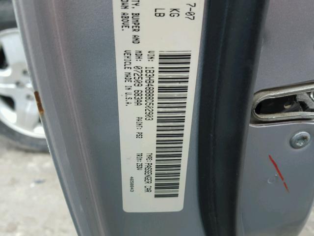 1B3HB48B88D502903 - 2008 DODGE CALIBER SX SILVER photo 10