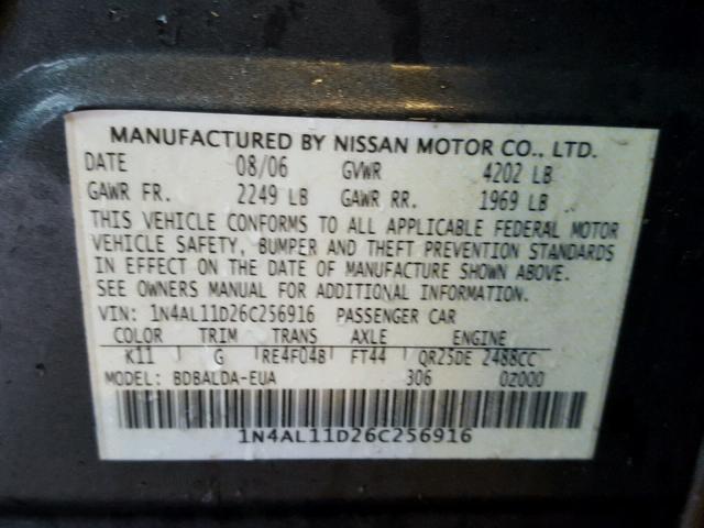 1N4AL11D26C256916 - 2006 NISSAN ALTIMA S GRAY photo 10