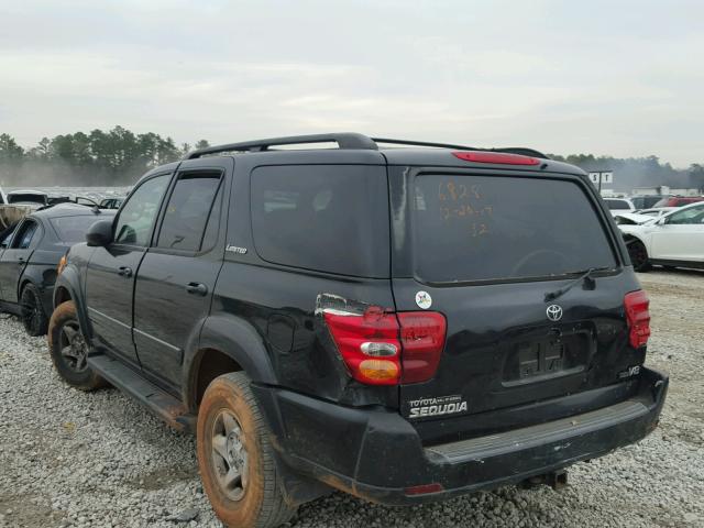 5TDZT38A13S176828 - 2003 TOYOTA SEQUOIA LI BLACK photo 3