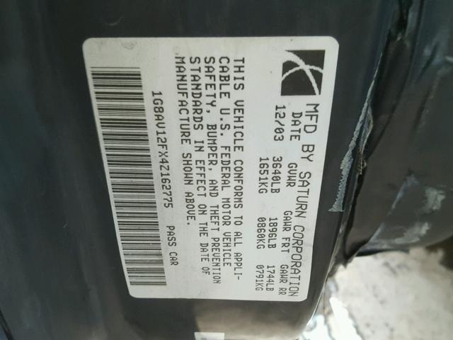 1G8AV12FX4Z162775 - 2004 SATURN ION LEVEL BLUE photo 10
