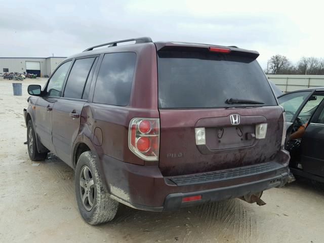 5FNYF28777B026394 - 2007 HONDA PILOT EXL BURGUNDY photo 3