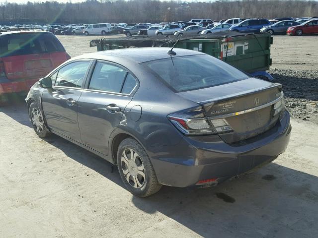 19XFB4F25DE000934 - 2013 HONDA CIVIC HYBR GRAY photo 3