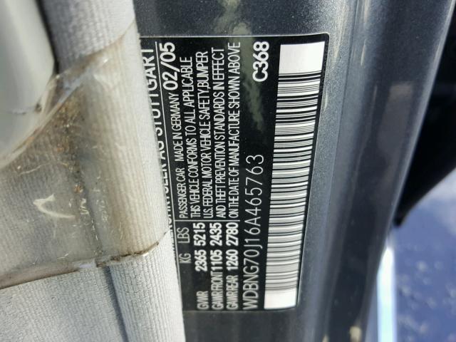 WDBNG70J16A465763 - 2006 MERCEDES-BENZ S 430 GRAY photo 10
