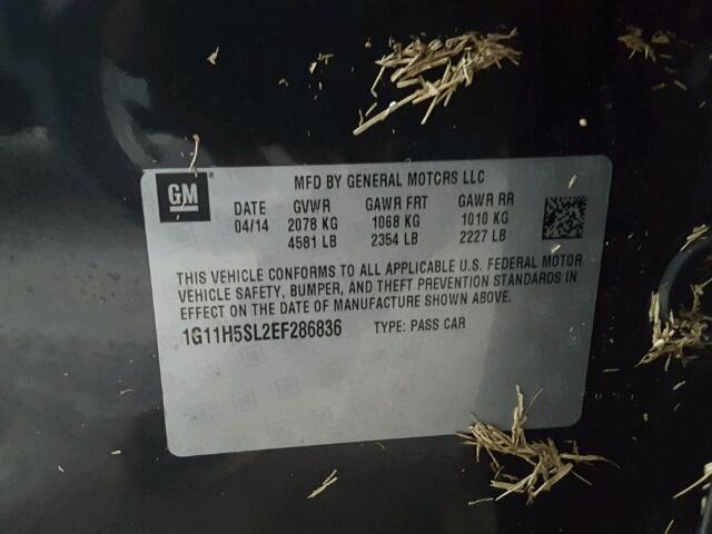 1G11H5SL2EF286836 - 2014 CHEVROLET MALIBU LTZ 灰色 照片 10