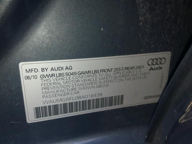 WAUMGAFL0BA016438 - 2011 AUDI S4 PRESTIG BLUE photo 10