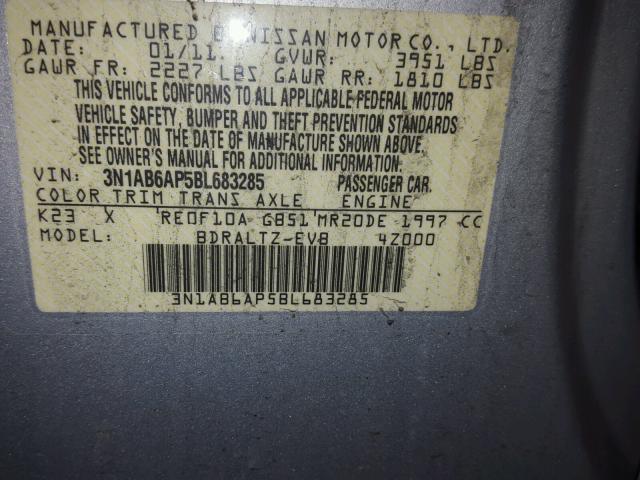 3N1AB6AP5BL683285 - 2011 NISSAN SENTRA 2.0 SILVER photo 10