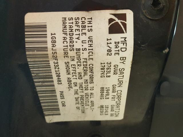 1G8AJ52F33Z120403 - 2003 SATURN ION LEVEL 栗色 照片 10