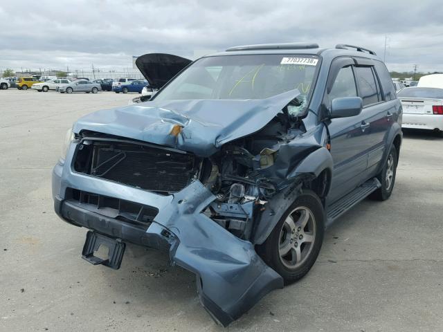 5FNYF28727B000706 - 2007 HONDA PILOT EXL BLUE photo 2