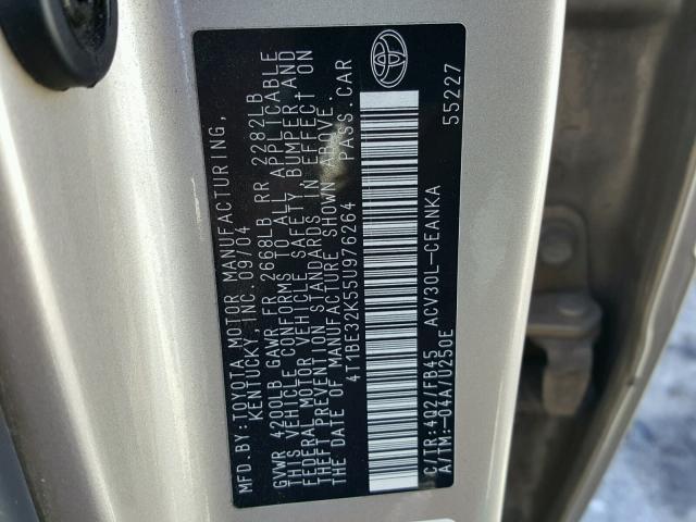 4T1BE32K55U976264 - 2005 TOYOTA CAMRY LE TAN photo 10