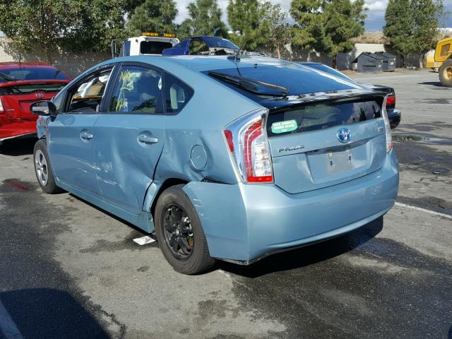 JTDKN3DU4E1743979 - 2014 TOYOTA PRIUS TEAL photo 3