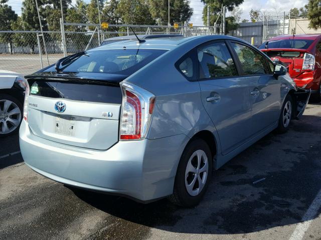 JTDKN3DU4E1743979 - 2014 TOYOTA PRIUS TEAL photo 4