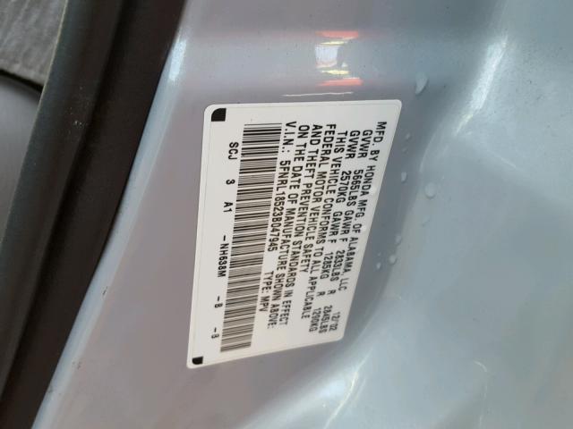 5FNRL18523B047945 - 2003 HONDA ODYSSEY LX SILVER photo 10