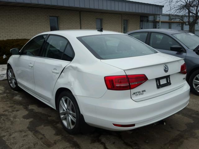 3VWLA7AJ7FM264720 - 2015 VOLKSWAGEN JETTA TDI WHITE photo 3