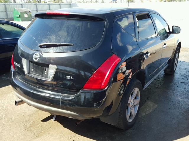 JN8AZ08T15W329484 - 2005 NISSAN MURANO SL BLACK photo 4