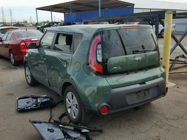 KNDJN2A24E7003306 - 2014 KIA SOUL GREEN photo 3